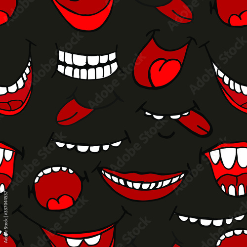 Vector illustration. Seamless bright abstract pattern in the form of smiles.