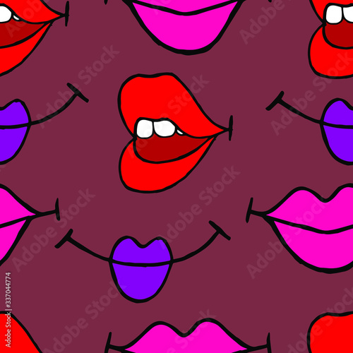 Vector illustration. Seamless bright abstract pattern in the form of smiles.