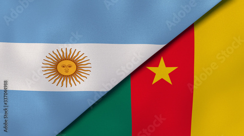 The flags of Argentina and Cameroon. News, reportage, business background. 3d illustration photo