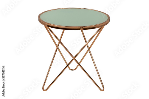 round table of bronze color on a white background