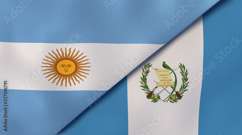 The flags of Argentina and Guatemala. News, reportage, business background. 3d illustration photo