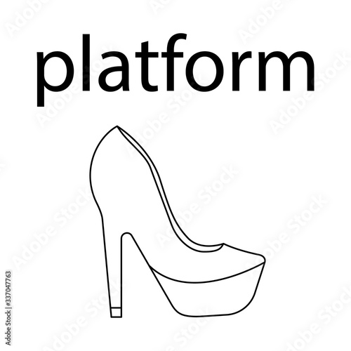 vector flat line icon of woomen designer style platform shoes