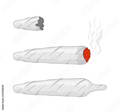Marijuana joint, spliff, smoking drug cigarette. Vector illustration.