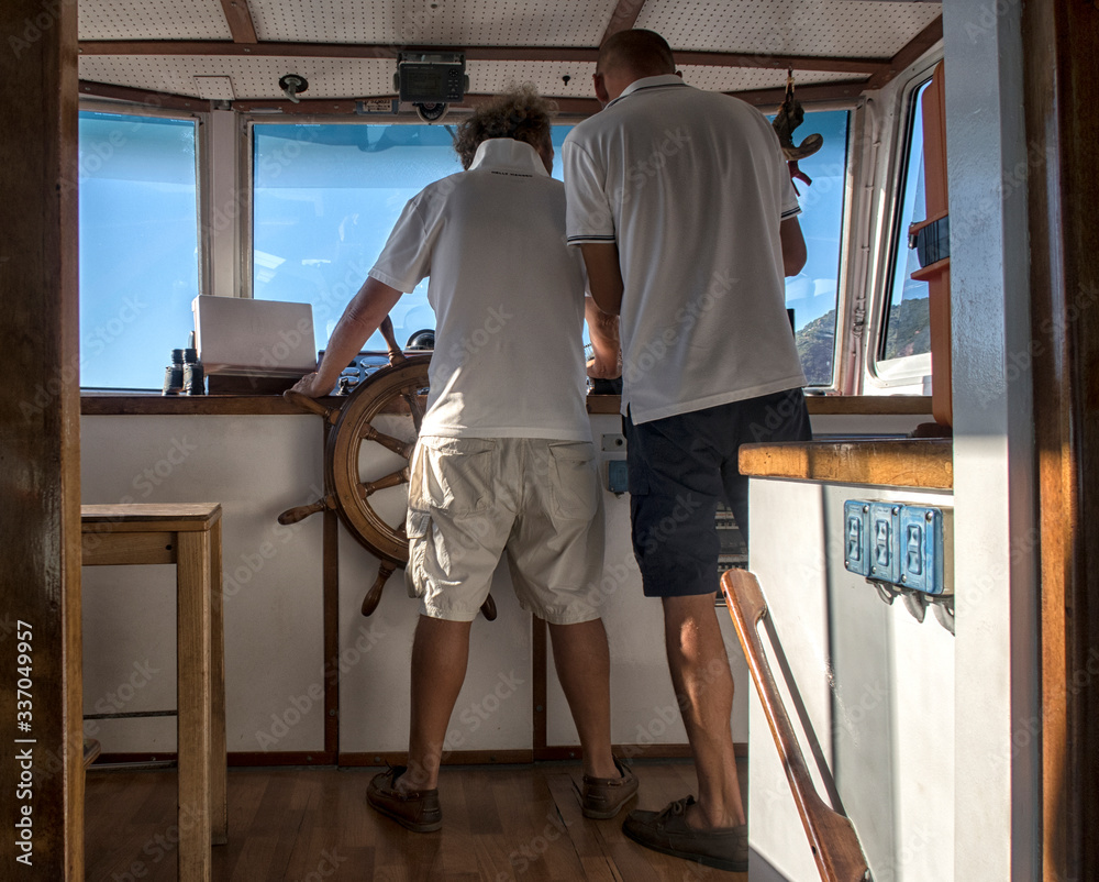 Fototapeta premium A ferry boat in the Mediterranean from.