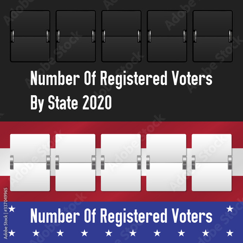 Mechanical counter. Number of registered voters by state. Vector illustration
