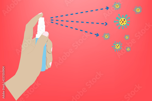 hands with Virus killed spray