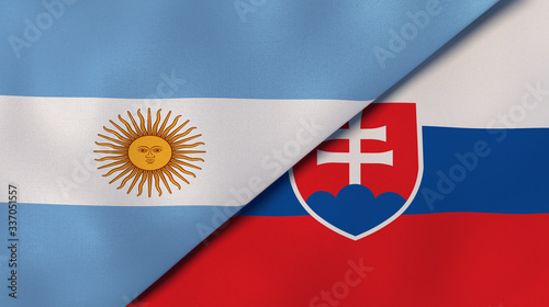 The flags of Argentina and Slovakia. News, reportage, business background. 3d illustration photo