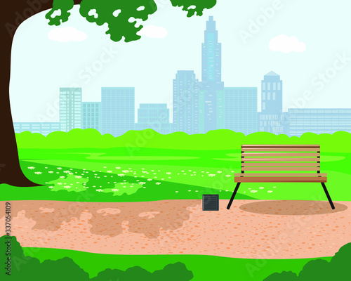 Illustration of a summer day in a city Park