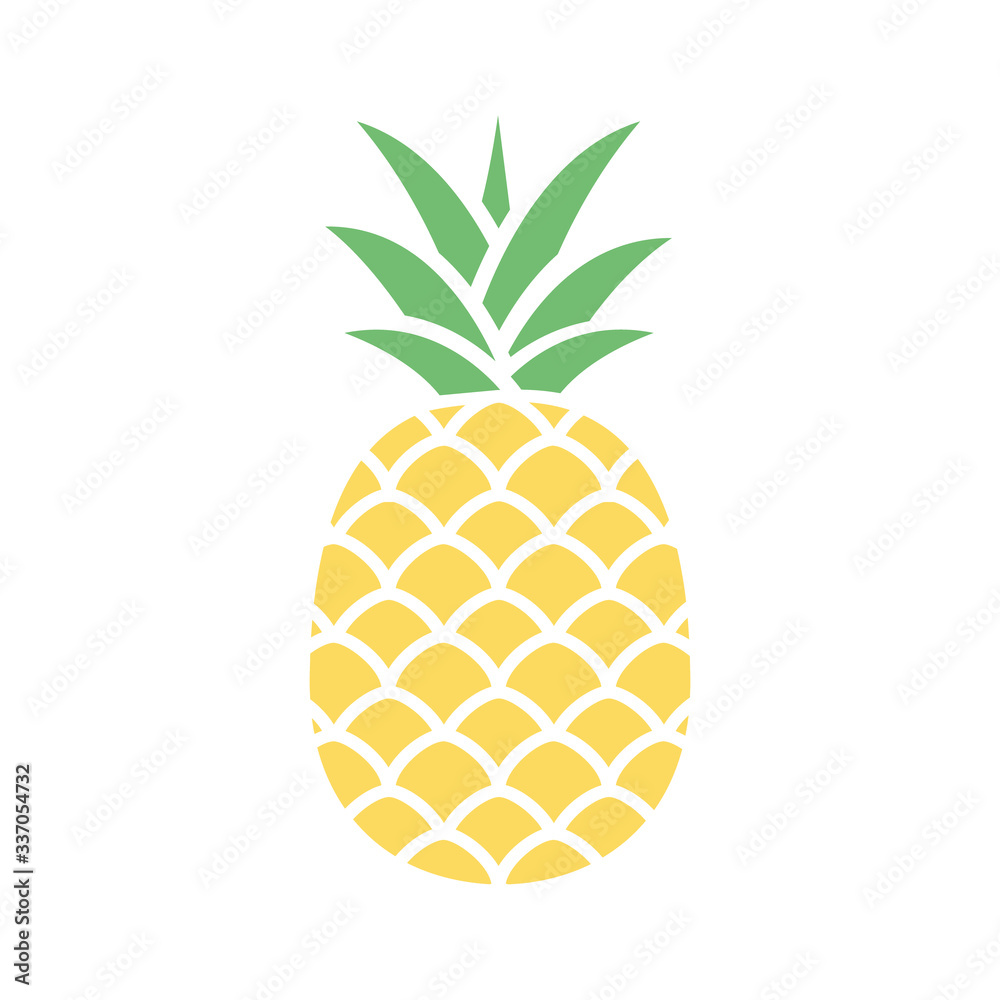 Pineapple colorful icon isolated on white - obrazy, fototapety, plakaty 