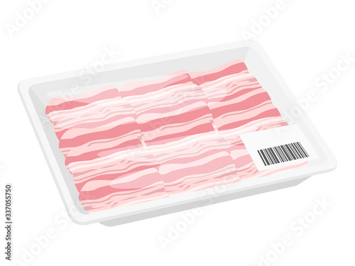 パックに入った豚肉のイラスト
