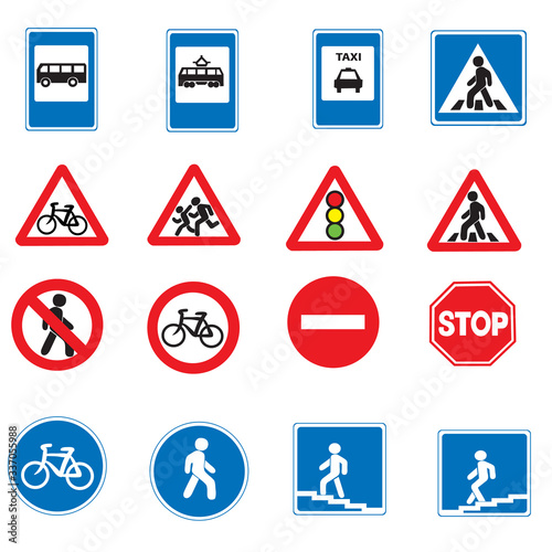 Free Download set of road signs, isolated object on a white background, vector illustration, - GFXLoad