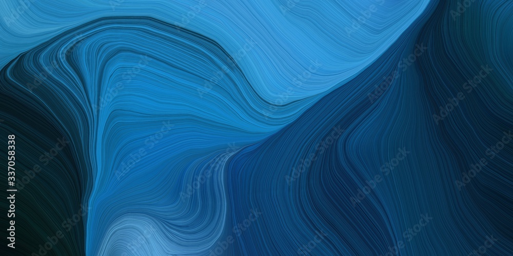 vibrant background graphic with modern soft curvy waves background design with very dark blue, steel blue and strong blue color