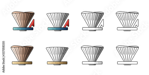 Pour over alternative coffee maker. V coffee cone vector illustration on white background.