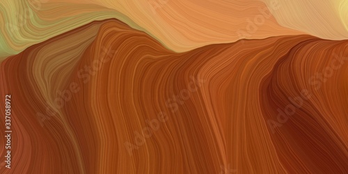 vibrant background graphic with modern waves background design with saddle brown, dark khaki and peru color