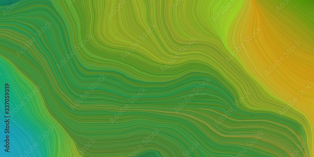 vibrant background graphic with contemporary waves illustration with dark green, golden rod and yellow green color