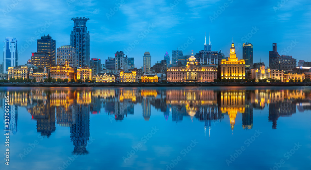 Shanghai skyline with the city lights and tower