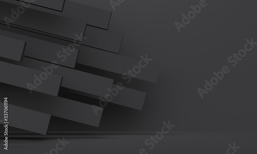 Εκτύπωση καμβά Geometric black abstract background with inclined rectangles