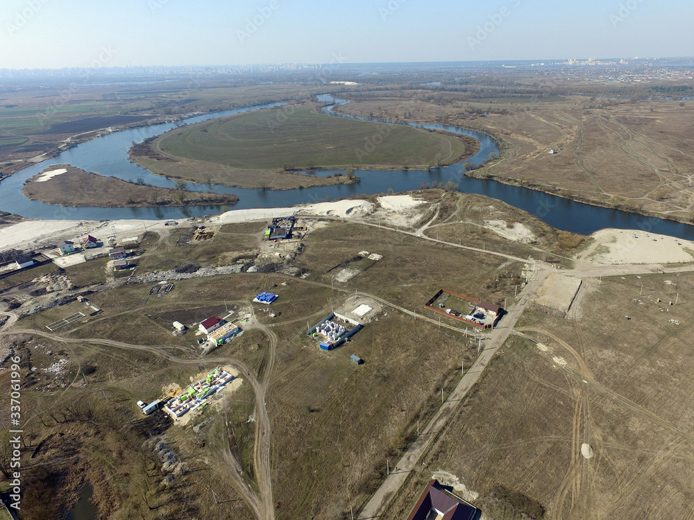 Obraz premium Aerial view of the saburb landscape (drone image).Near Kiev,Ukraine