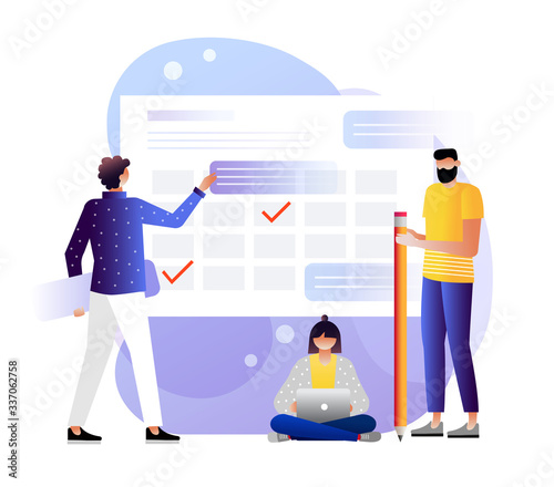 Vector isolated schedule concept illustration