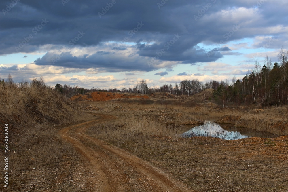 Obraz premium A unique image of the spring nature of central Russia in April