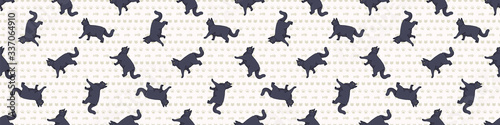 Cute cartoon British shorthair cat seamless border pattern. Pedigree kitty breed domestic kitty background. Cat lover English purebred washi ribbon. Feline EPS 10 trim. 