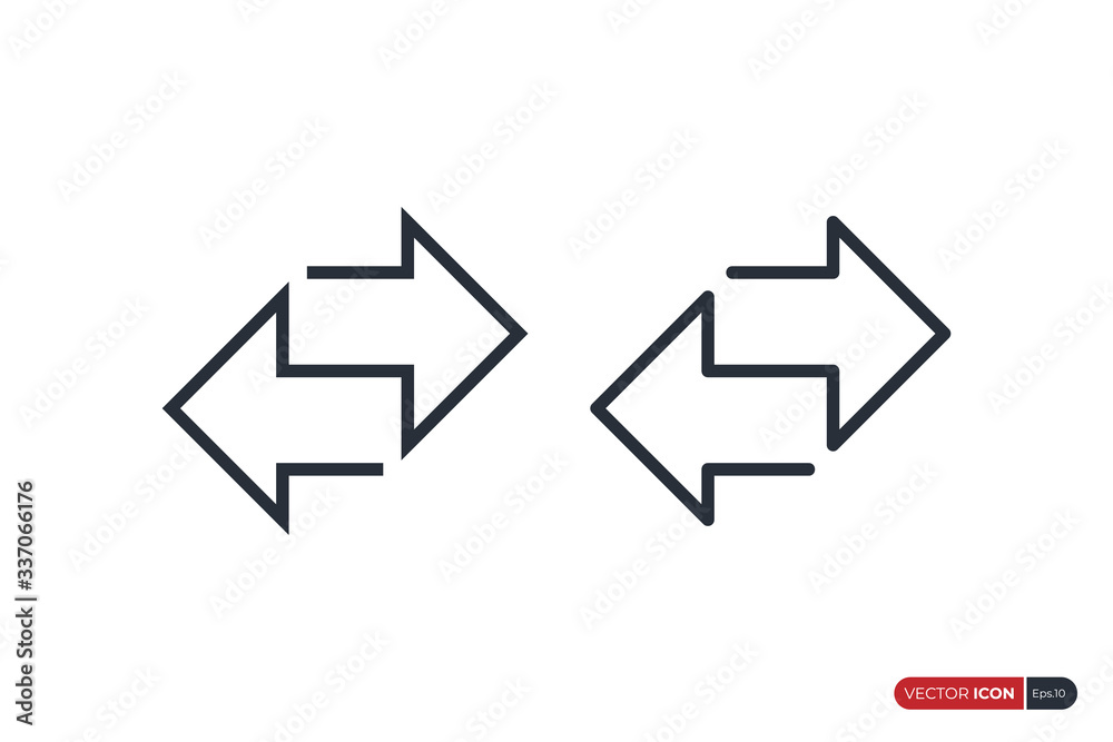 Double Arrow Line Icon. Two Side Arrow isolated on White Background. Flat Vector Icon Design Template Elements. Double Arrow Line Icon. Two Side Arrow isolated on White Background. Flat Vector Icon Design Template Elements.