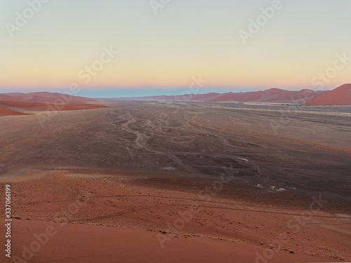 Sunrise view from Dune 45 in Sossusvlei area, southern part of the Namib Desert, Namibia
