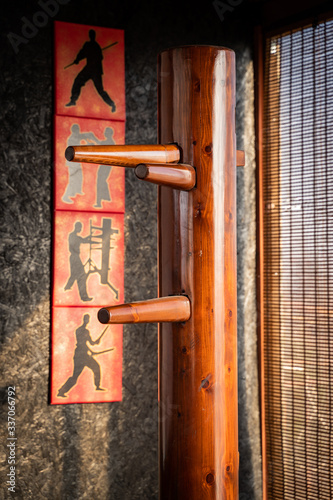 wing chun wooden martial art dummy standing