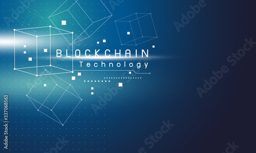 Blockchain technology design on blue background vector illustration
