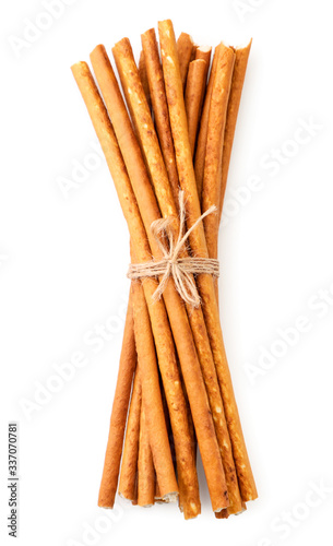Crispy straws on a white background isolated. The view from top