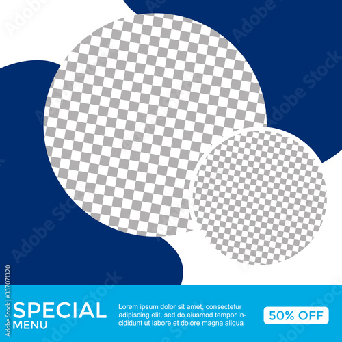 ILLUSTRATION ABSTRACT BACKGROUND BLUE COLOR SOCIAL MEDIA TEMPLATE SALES WITH COPY SPACE AREA . COVER DESIGN VECTOR 