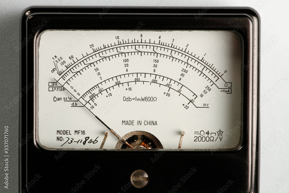 Analog black Chinese production old technology avometer, multimeter. Analog black Chinese production old technology avometer, multimeter.