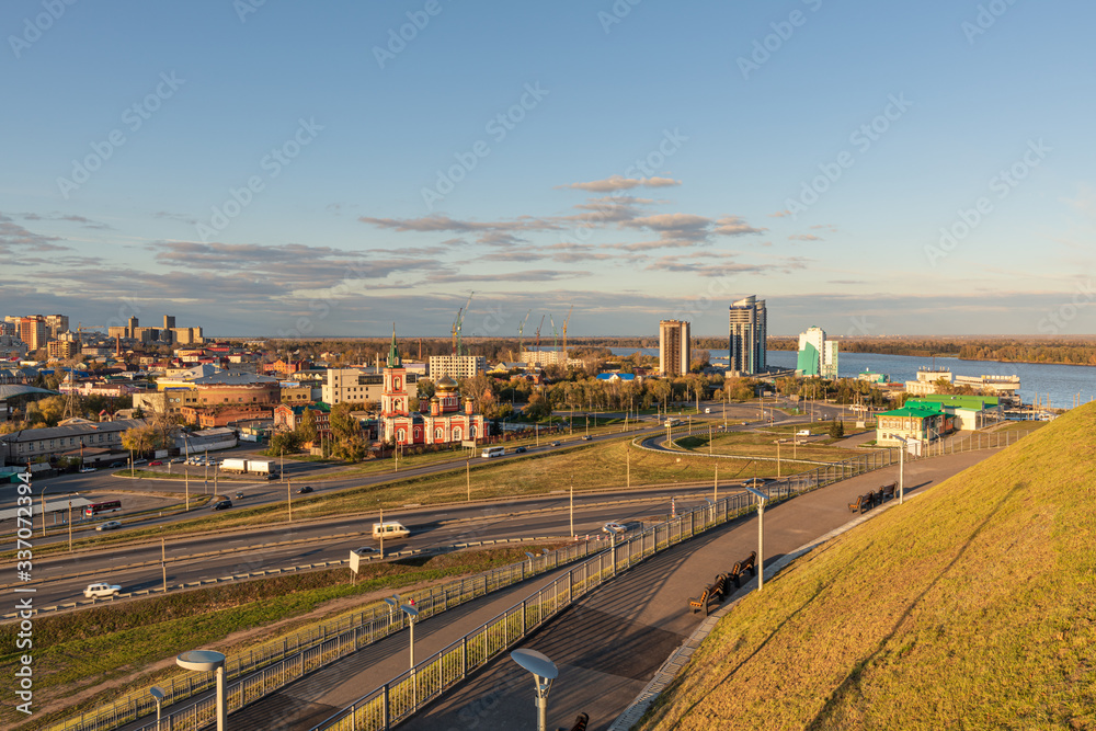 Urban landscape of Barnaul, capital of Altai region, Russia.