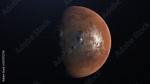 Super realistic planet mars from the orbit, atmosphere from space. 3d rendering