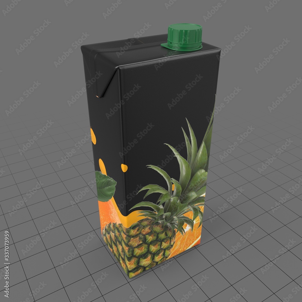 Cardboard pineapple juice box 1 Stock 3D asset Adobe Stock