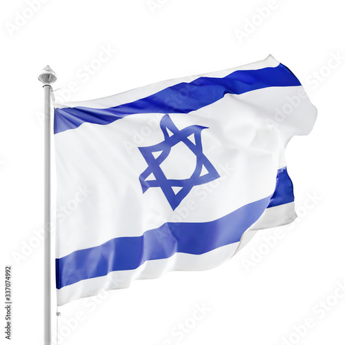 Obraz na płótnie Israeli flag on flagpole isolated with clipping path w salonie