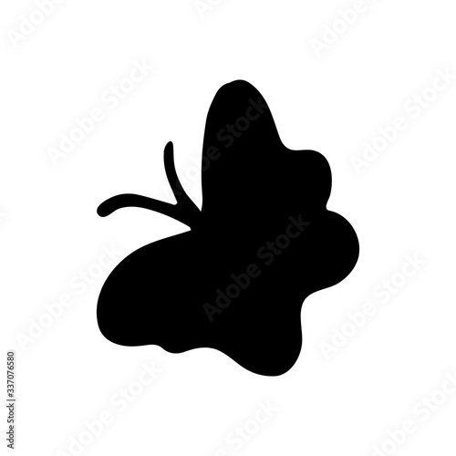 Super cute, adorable butterfly for spring design. Funny, hand drawn illustration in doodle style for poster, banner, print, menu, decoration kids playroom or greeting card.