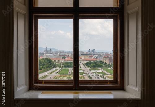 View of the Belvedere park from the window, Vienna