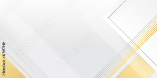 Abstract gold and white background. Grey silver abstract luxury background with bronze outlines. Tech geometric background with abstract golden and grey rectangles. Vector banner design