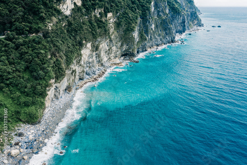 Aerial view of ocean and cliff in Taiwan © MaaHoo Studio/Stocksy