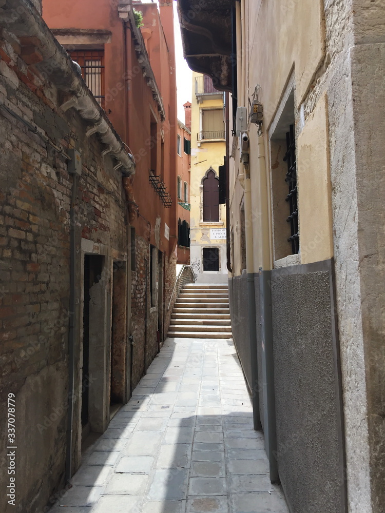 Old, historical, narrow water streets of Venice, with unique architecture. Venice, Italy, Europe