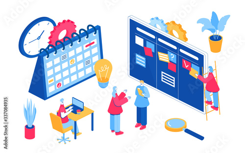 Agile project management process. Communication, teamwork, business process.