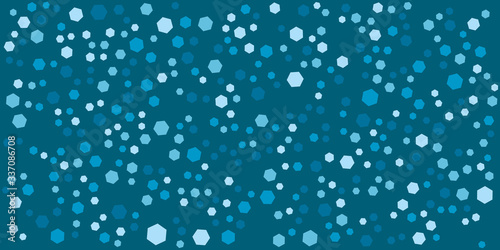 Square dot confetti triangle playstation icon decorative abstract horizontal banner with blue background. 