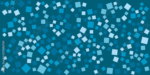 Square dot confetti triangle playstation icon decorative abstract horizontal banner with blue background. 