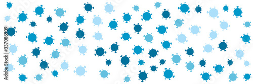 Coronavirus wide banner illustration. Microbiology and virology concept. Stop Covid-19 with virus pattern theme