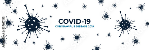 Coronavirus banner with bacteria - global pandemic concept. Novel coronavirus 2019-nCoV background. Virus Infection. Medical wallpaper. Quarantine illustration. Coronavirus outbreak, health threatenin