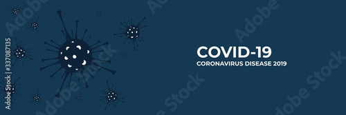 Coronavirus banner with bacteria - global pandemic concept. Novel coronavirus 2019-nCoV background. Virus Infection. Medical wallpaper. Quarantine illustration. Coronavirus outbreak, health threatenin