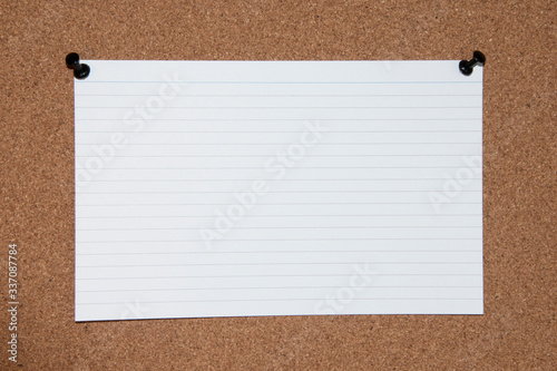 Canvas Print Cork board with tacks and white flash card