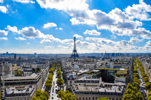Top view of Eiffel tower in Paris, France © dharmapocan