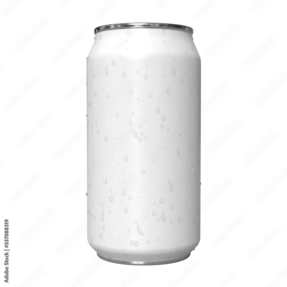 Aluminum can with water droplets mockup. Blank white soda can template ...